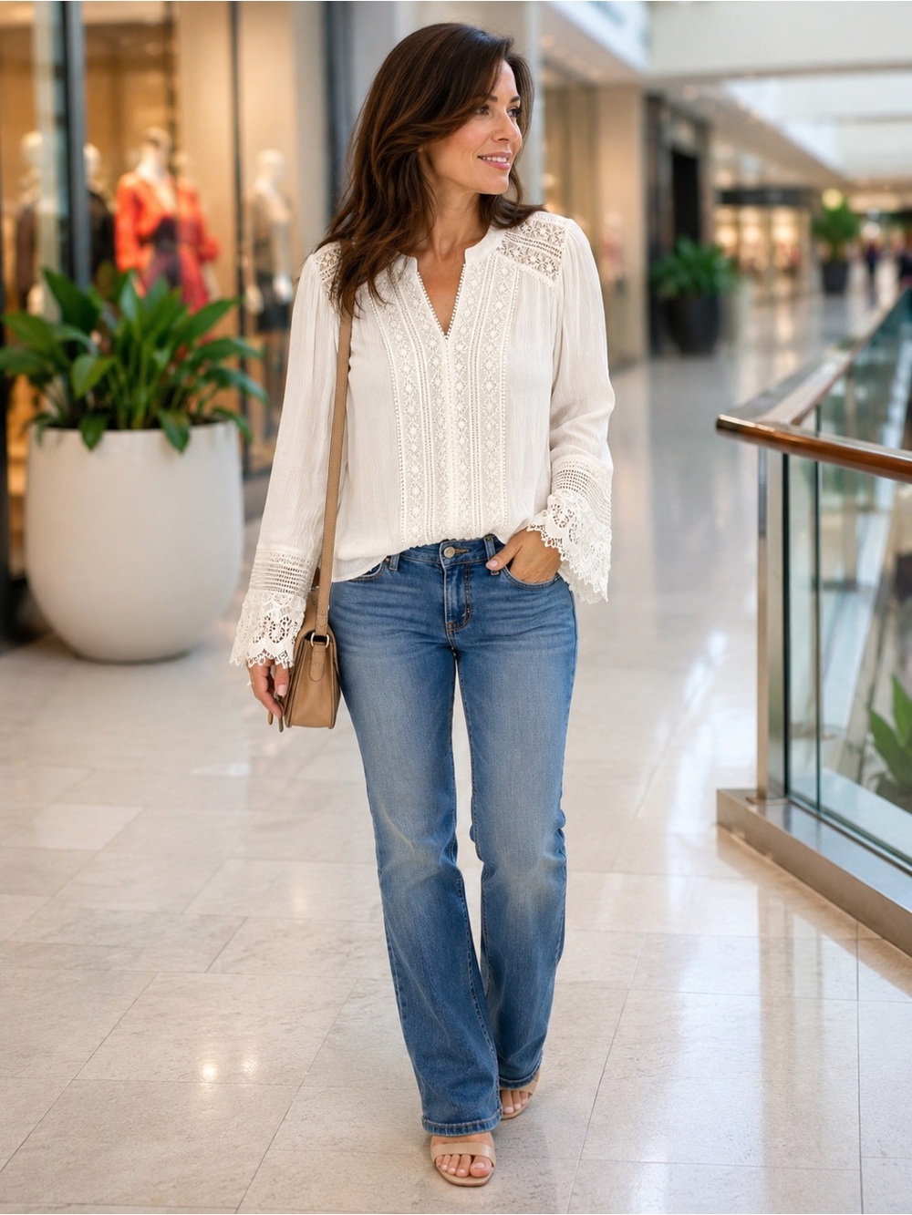 NWOT Lulus Boho White Blouse